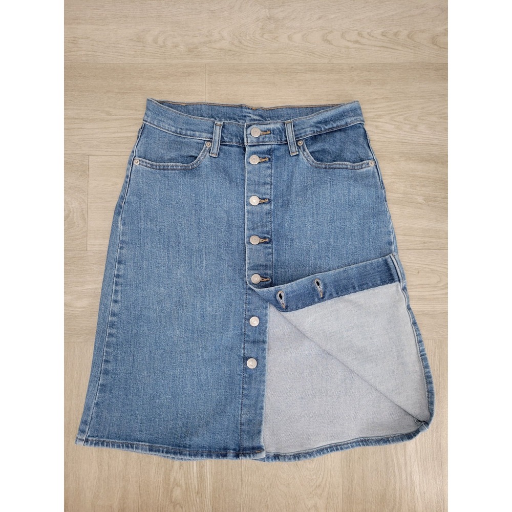 Levi's Denim Skirt Women's 28 Blue Button Front A-Line Jean Skirt PC9 72980